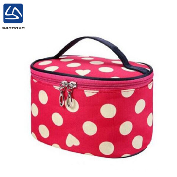 bulk fashion round dot travel cosmetic bag for lady,makeup bag custom